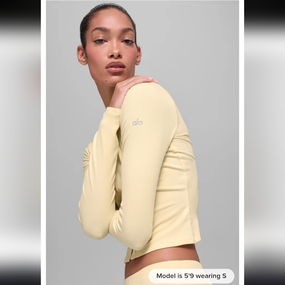 Alo Yoga Dreamlight Long Sleeve Top Best Seller XS Candlelight Yellow - Picture 4 of 12